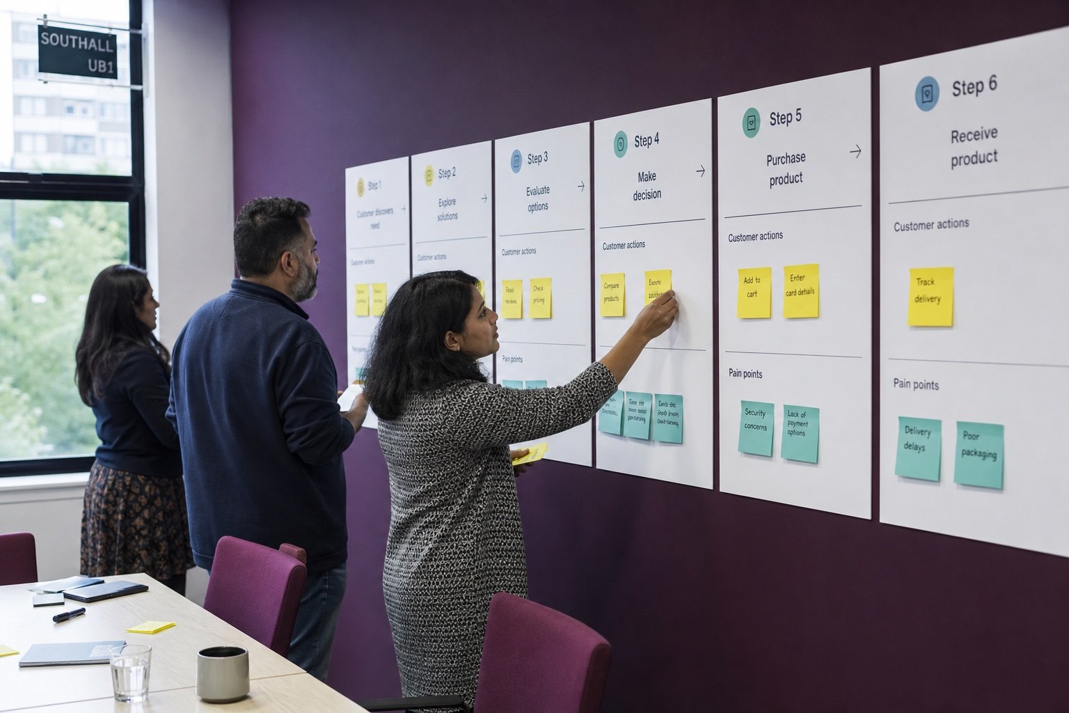 Digital transformation scene panels on a planning wall