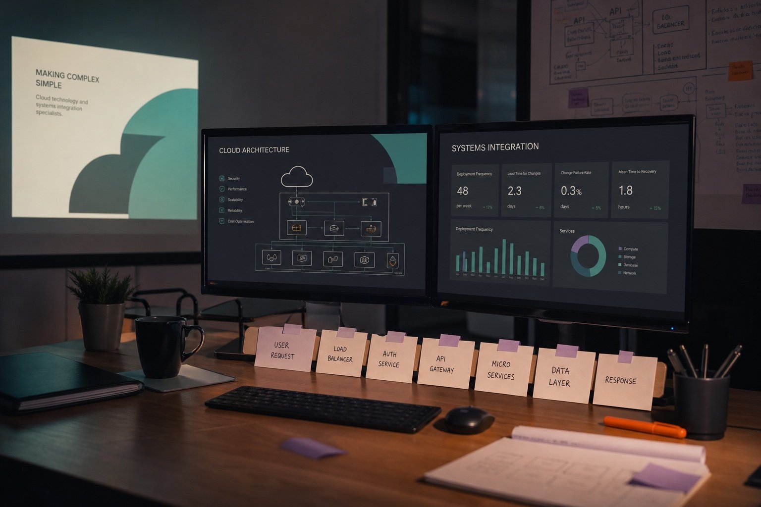 Systems integration architecture on dual monitors